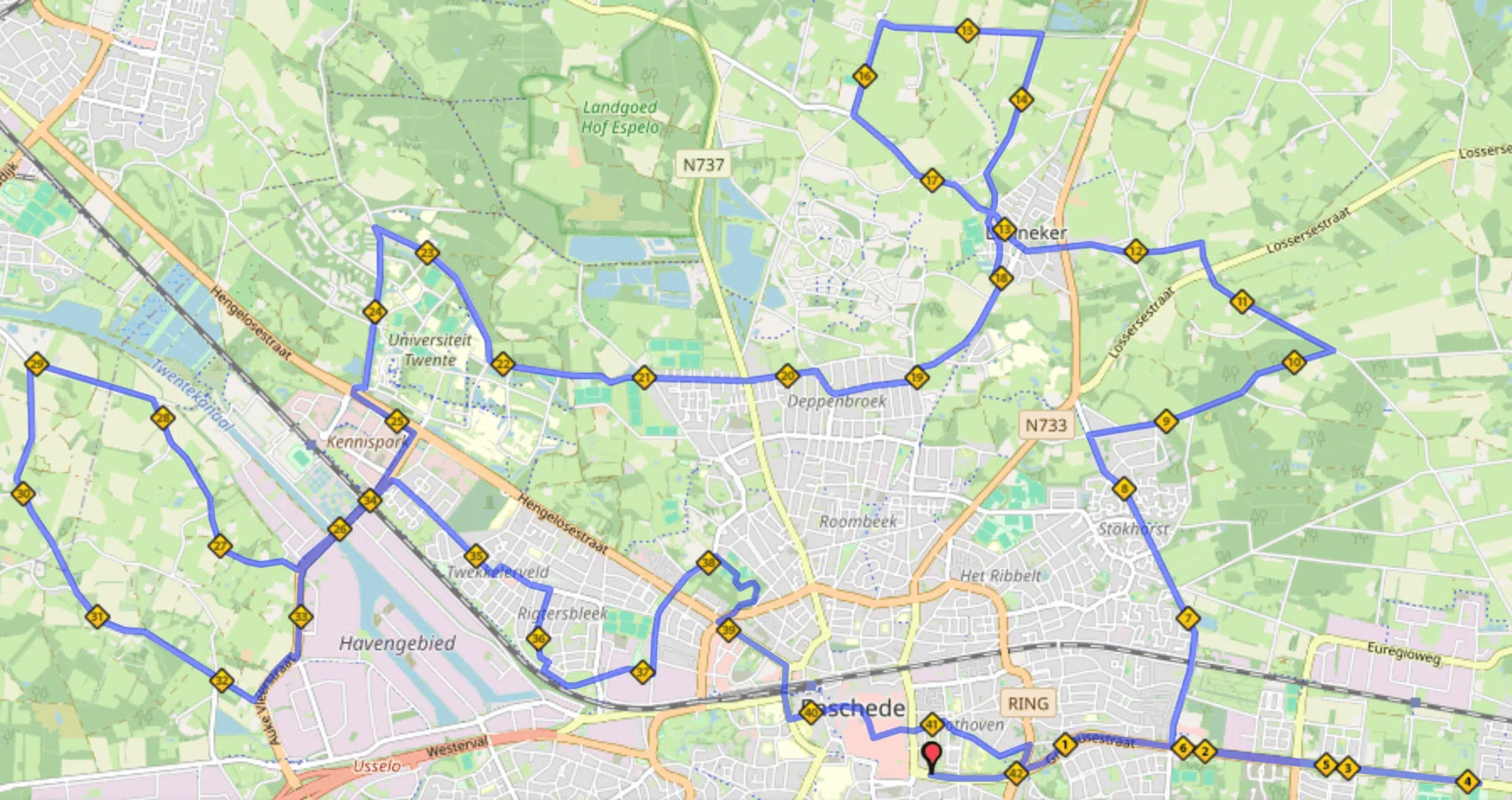 Het parcours van de marathon van Enschede 2025