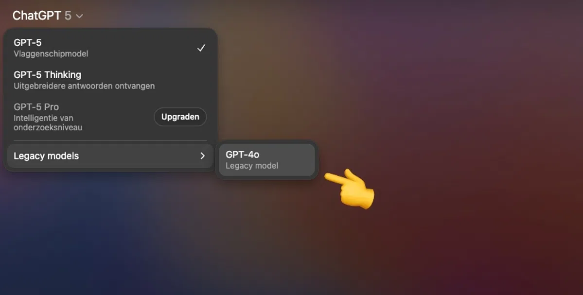 ChatGPT-5 terugzetten naar ChatGPT-4