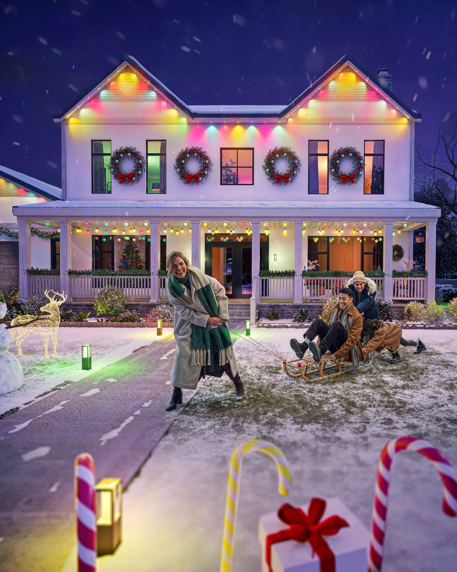 Huis versierd met Philips Hue Festavia-lampen