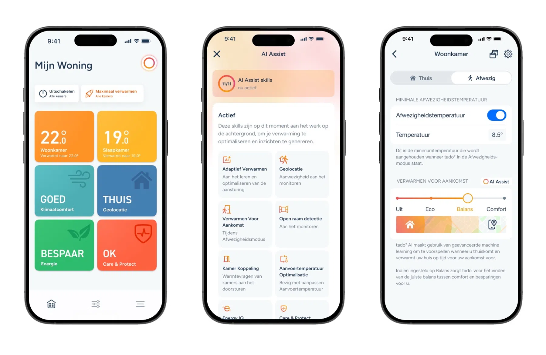 De AI-assistent van Tado heeft 11 verschillende vaardigheden.