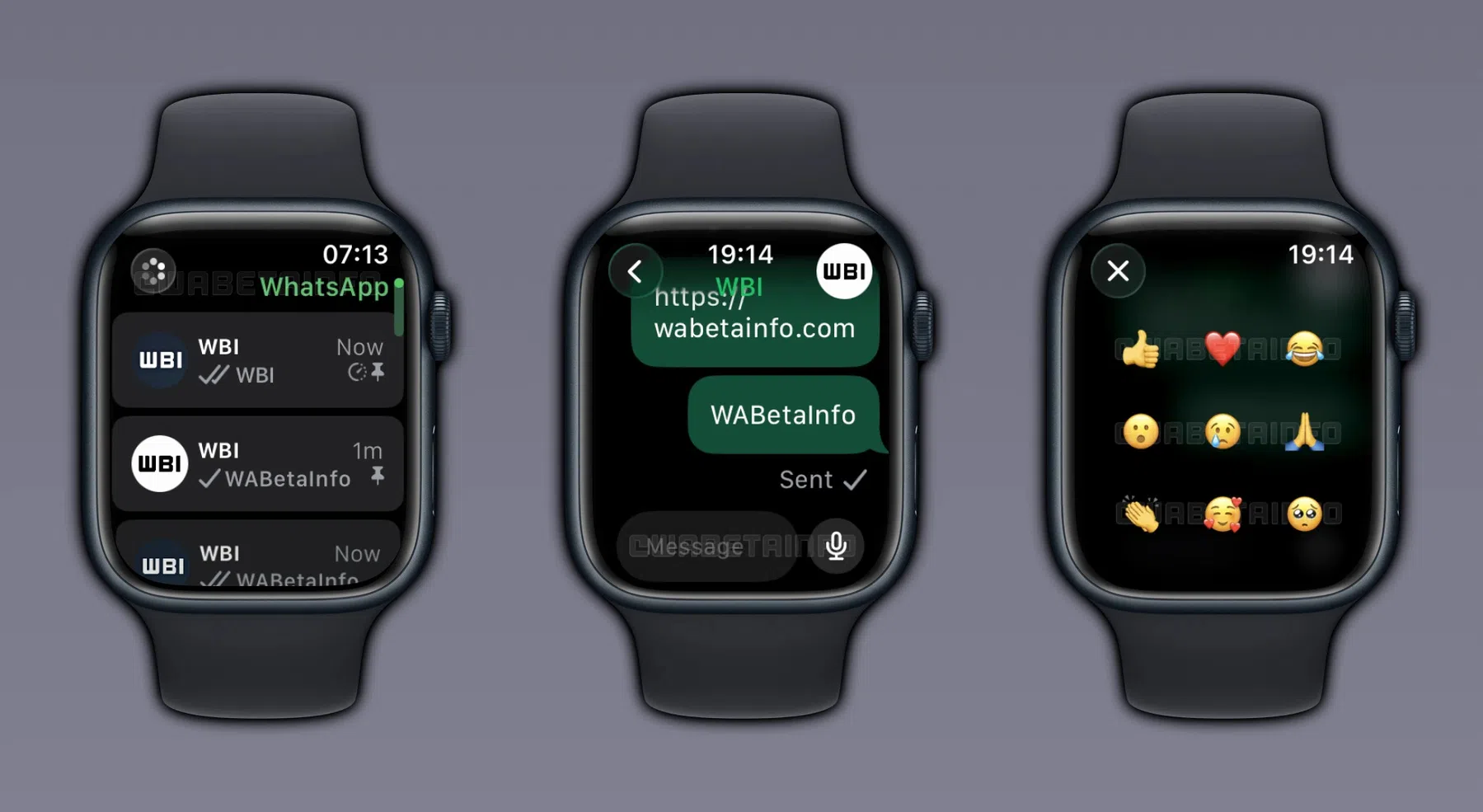 Screenshot van WhatsApp op de Apple Watch