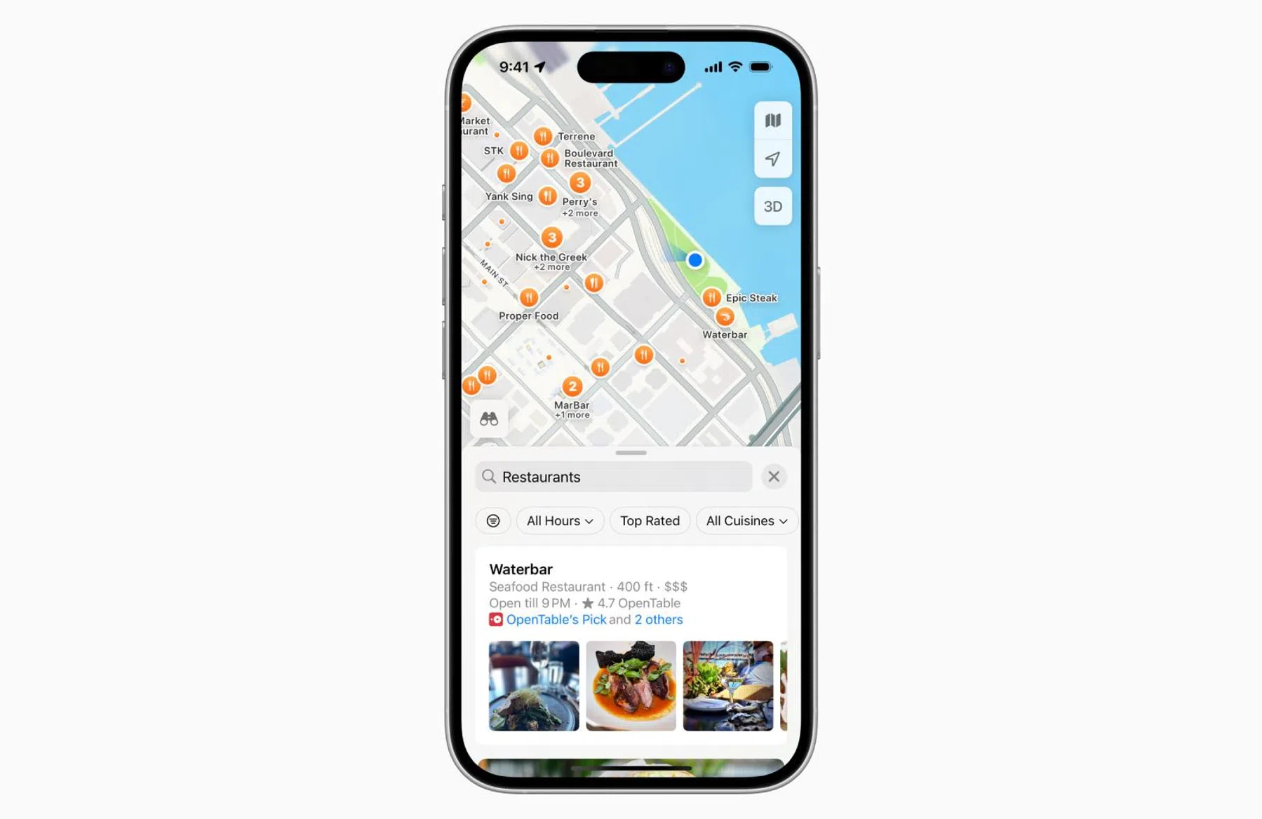 Apple Kaarten (Maps) navigatie restaurants
