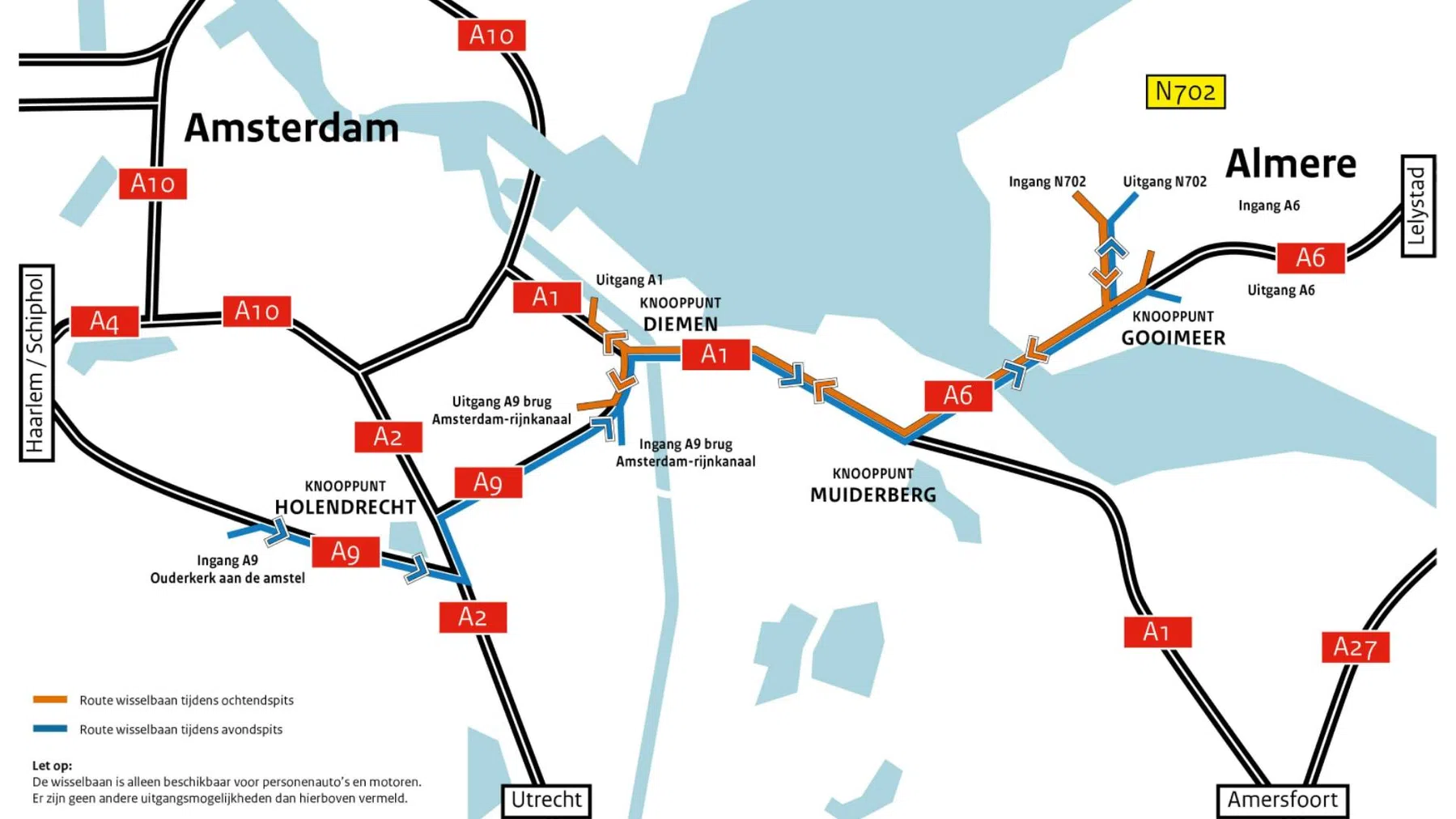 Overzicht wisselbaan A9 A1 A6