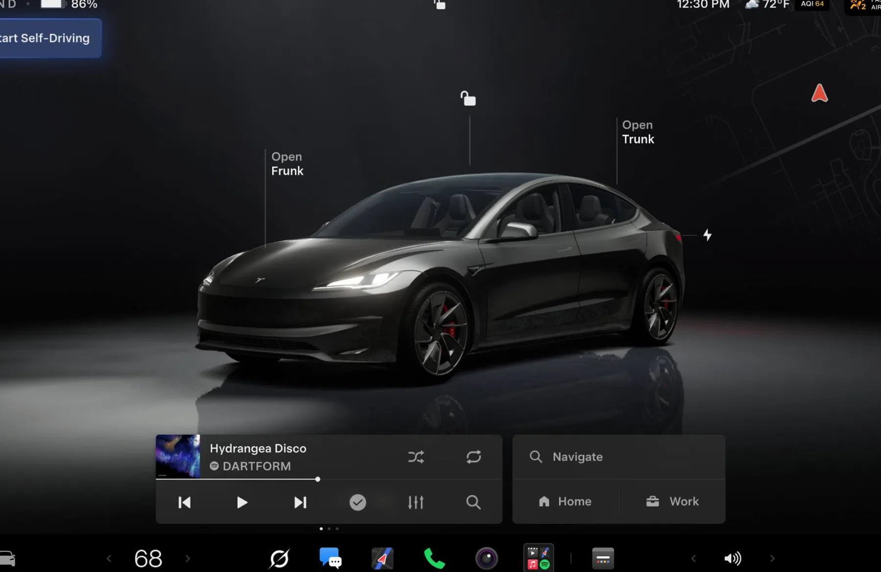 Tesla Model 3 op middenscherm