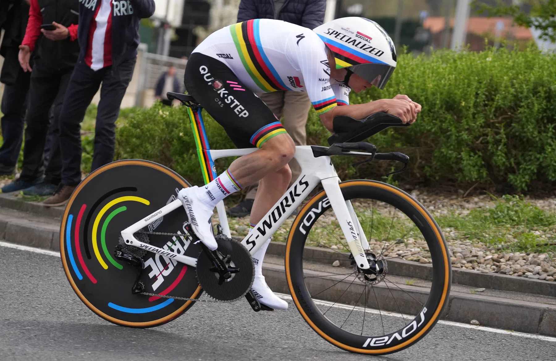 Een fiets in wereldkampioen kleuren