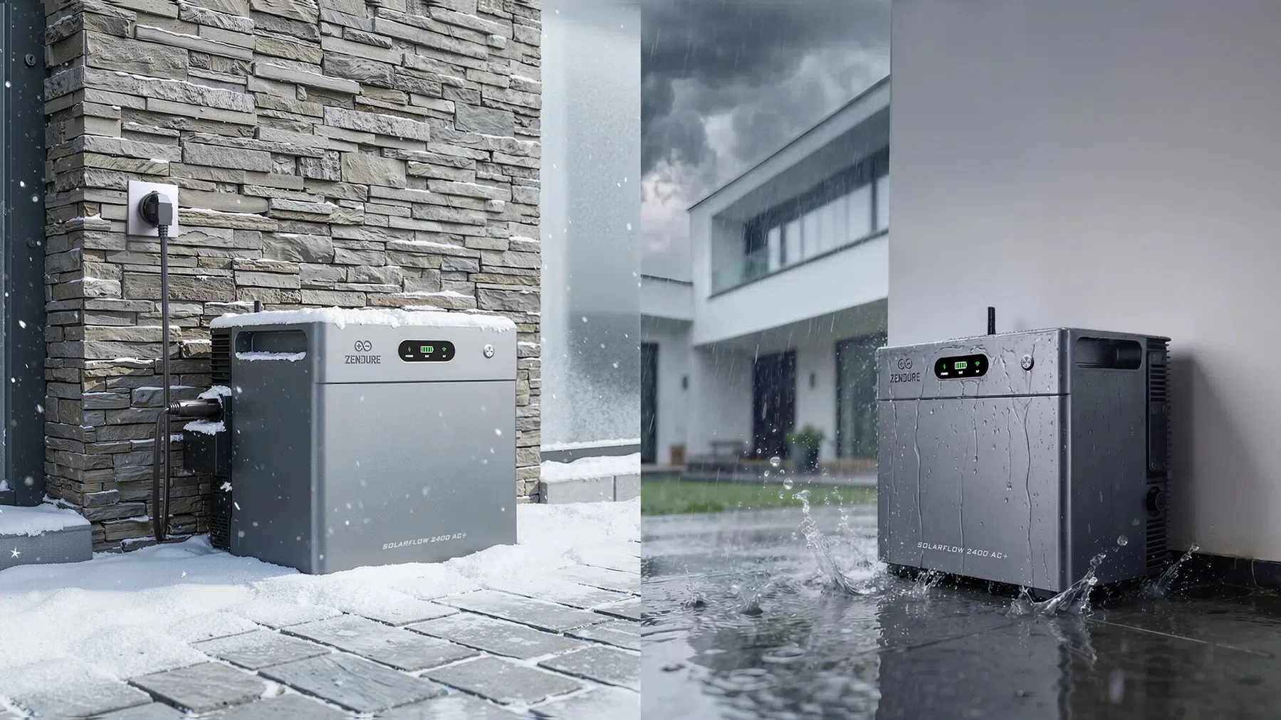 De Zendure SolarFlow 2400 AC+ is weer-proof.
