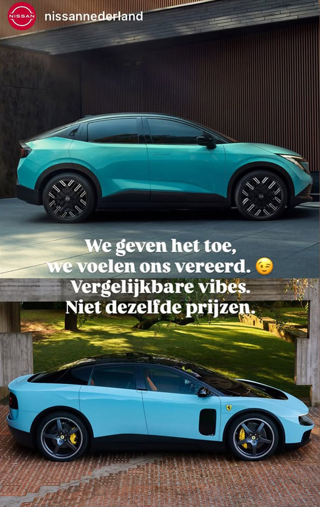 Nissan trolleert Ferrari