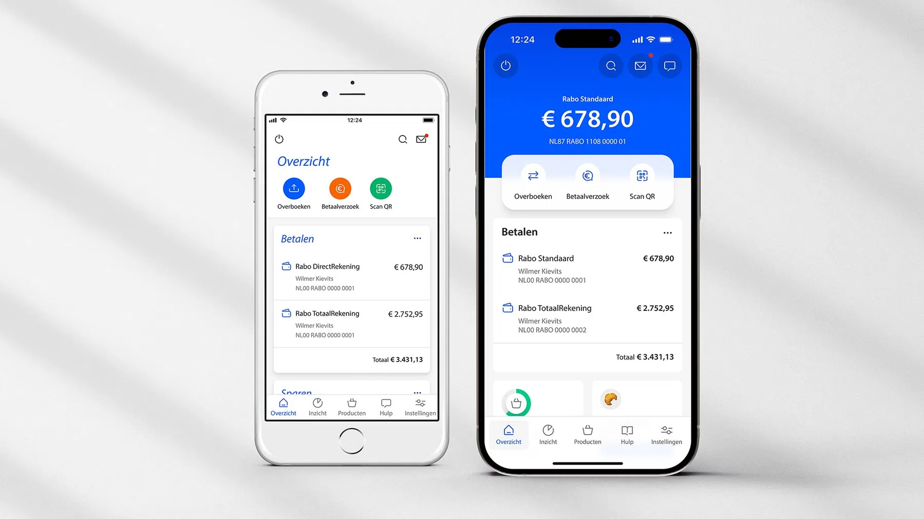 Links: de oude app, rechts: de nieuwe interface.