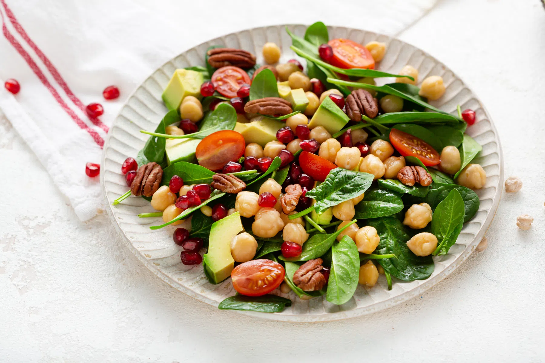 Salade julia spinazie granaatappel kikkererwt