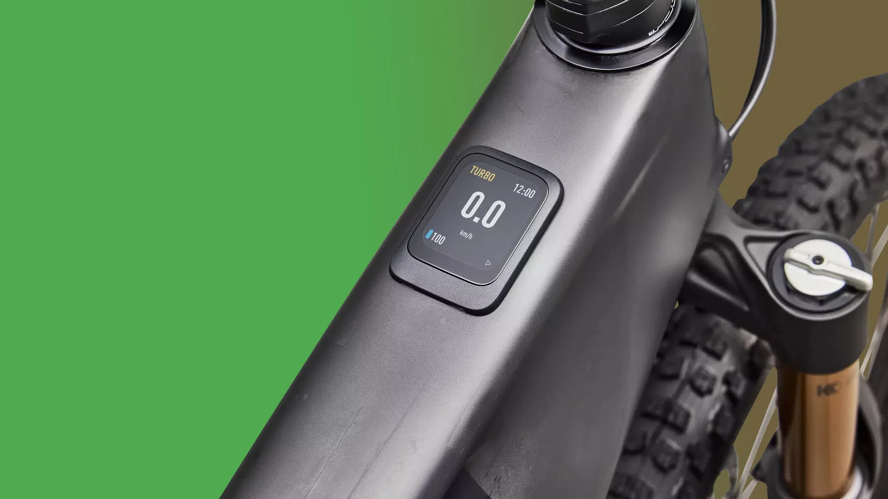 Close-up van scherm op de Specialized e-bike