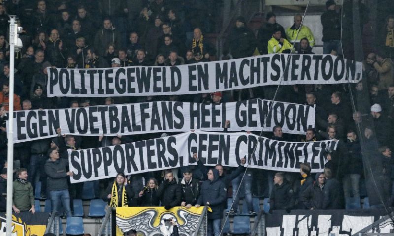 Protest op de tribunes afgelopen weekeinde, zoals hier bij Willem II - Vitesse.
