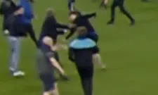Thumbnail for article: Vieira schopt fan tegen de grond tijdens pitch invasion Everton