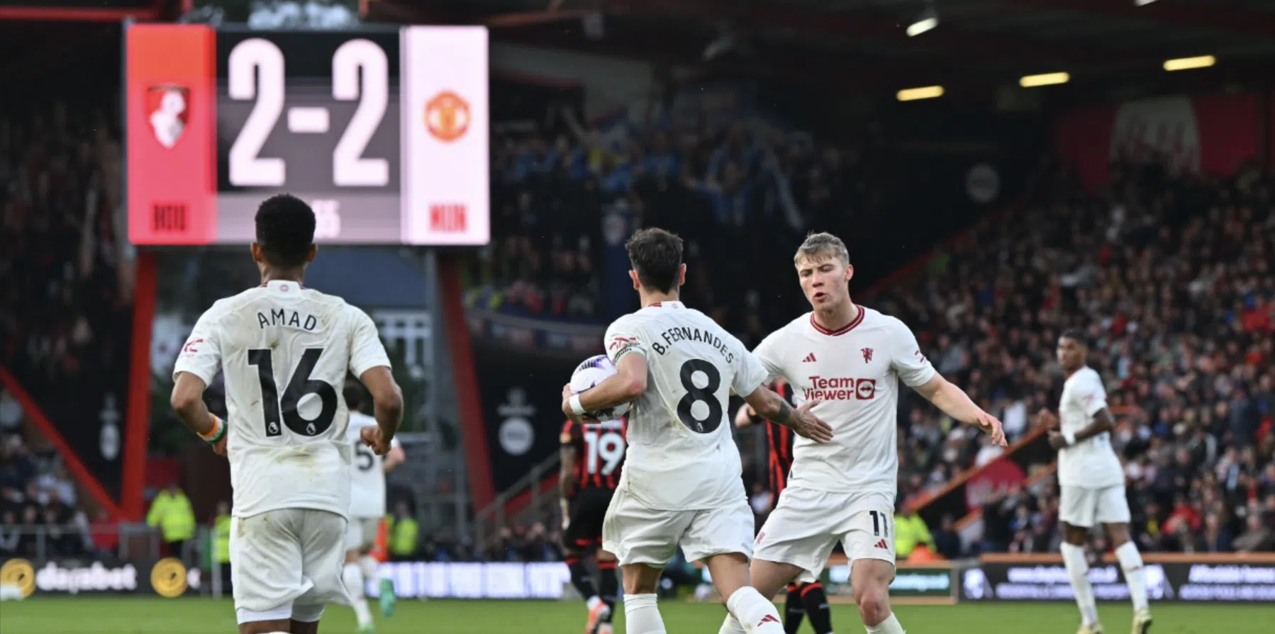 Manchester United speelt gelijk tegen Bournemouth