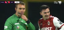 Leedvermaak arbiter Laforge richting Bataille tijdens Union SG – Antwerp