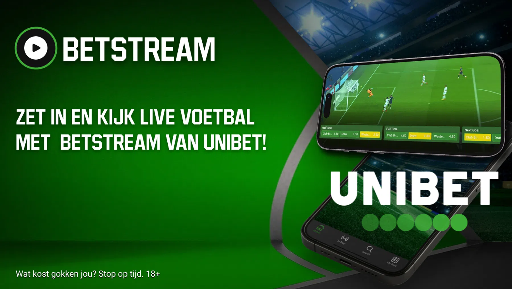Bij Unibet wedden, maar ook live kijken naar voetbal uit meerdere competities!