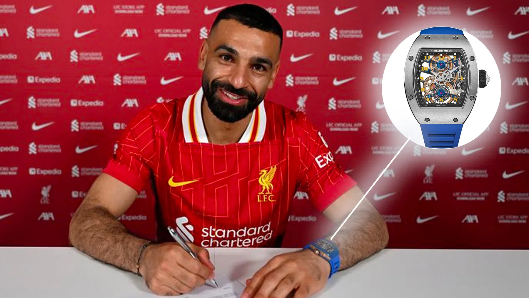Horloge Salah peperduur bij tekenen Liverpool-contract