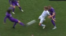 Huerta trapt bal met 89 km/h tussen de benen van Vermant, beterschap Romeo!