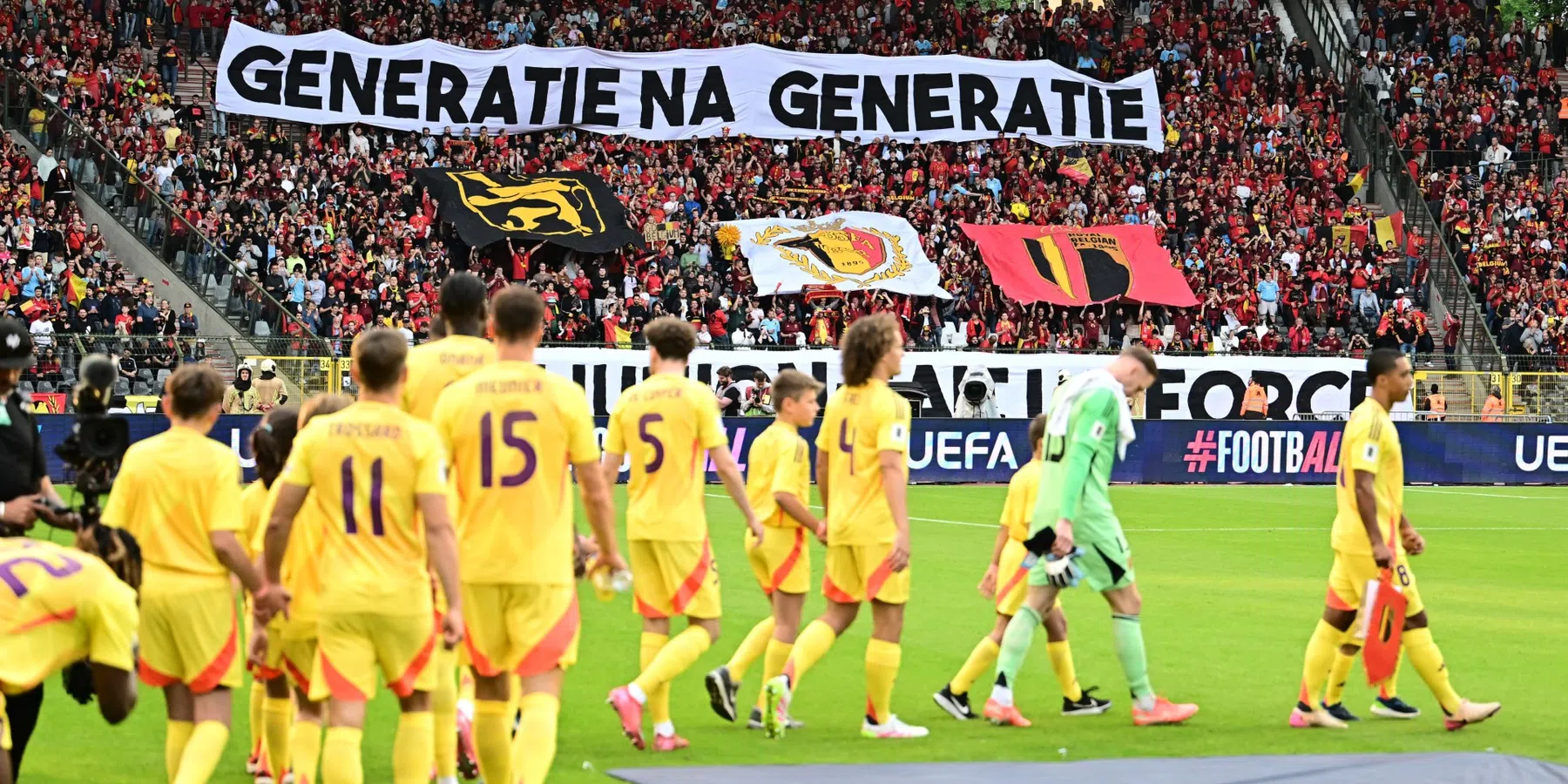 Fan van Wales valt van bovenste vak naar beneden in duel met België