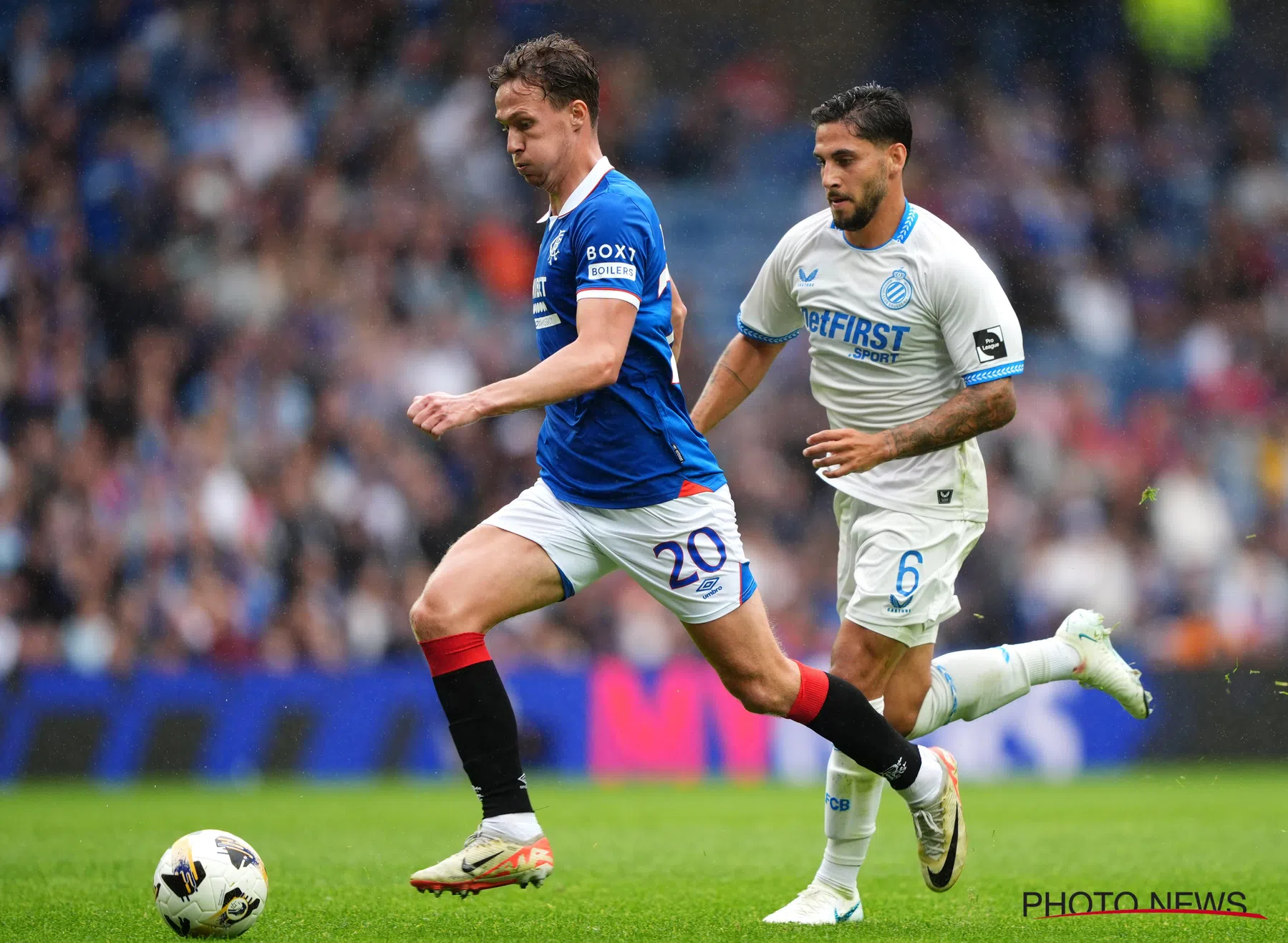 Club Brugge laat zege in extremis glippen na sterke start tegen Rangers
